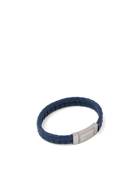 bracciale pelle prada|Bracciale in Saffiano Blu .